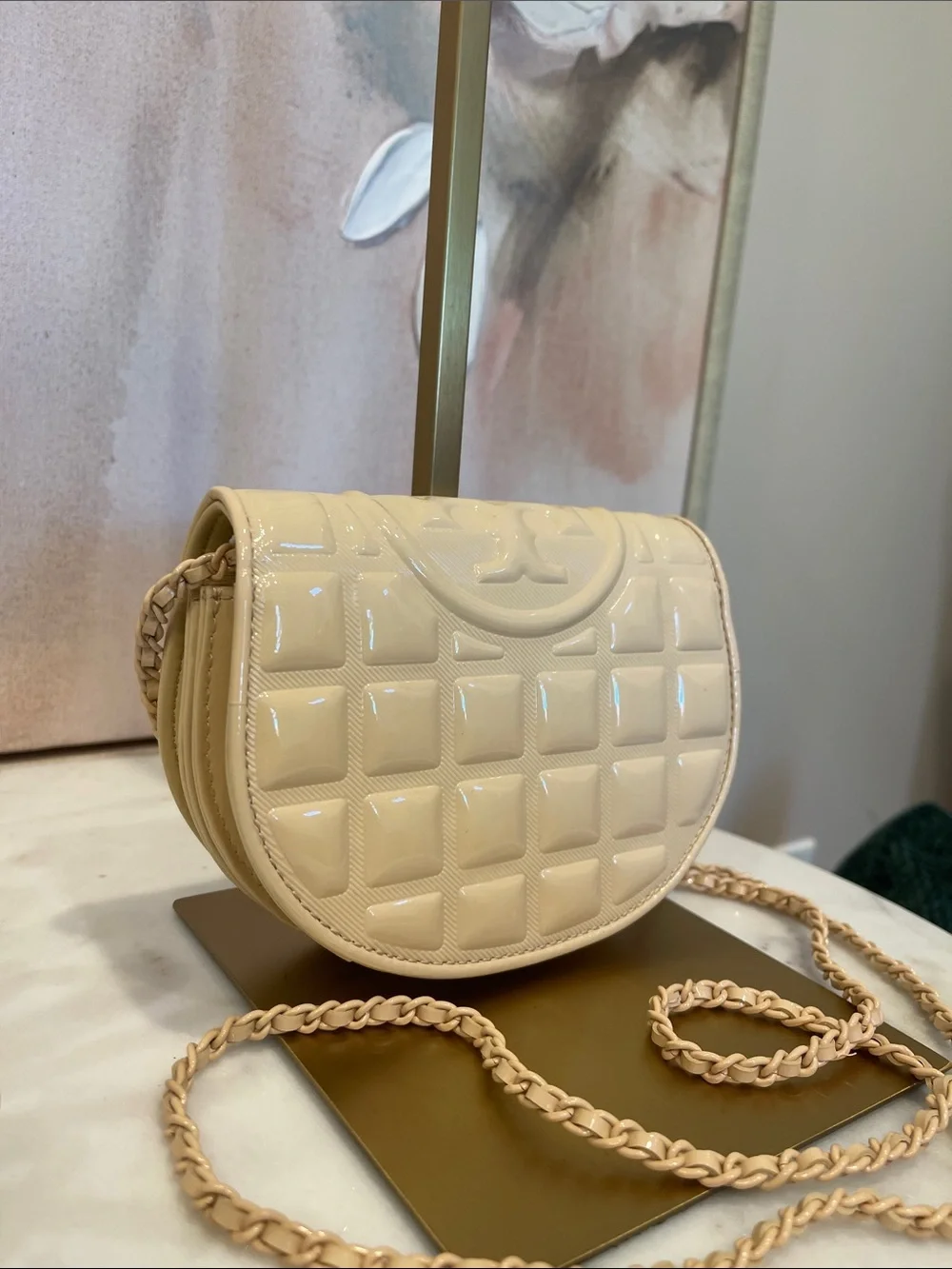 NWT Tory Burch Mini Fleming Patent Square Crossbody Bag
